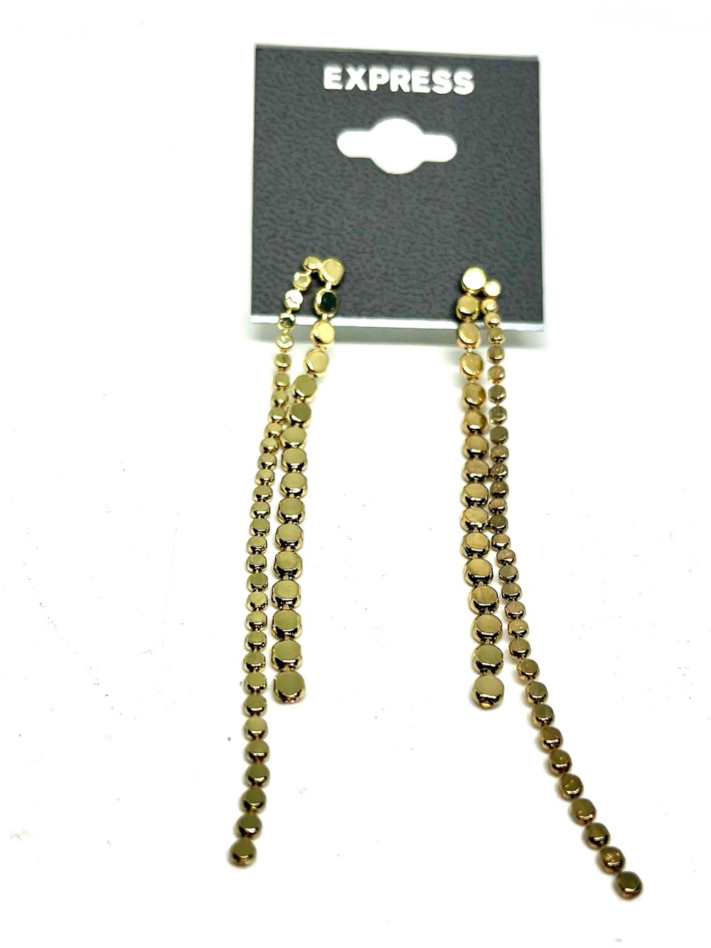 Express Gold Linear Disc Drop Earrings NWT